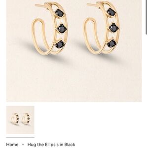 18k Gold Black Diamond Hoops